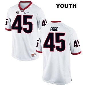 Youth Georgia Bulldogs NCAA #45 Luke Ford Nike Stitched White Authentic College Football Jersey SEL0654BI